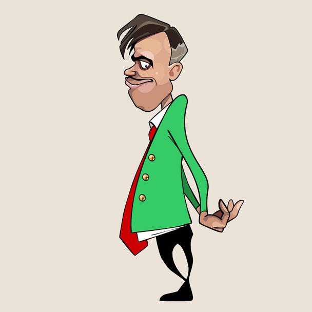 Cartoon man in pak en stropdas is boos - Vector, afbeelding