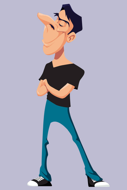 cartoon man standing smiling with his arms crossed - Vecteur, image