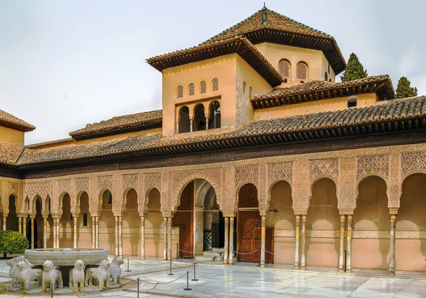 Sąd lwy, Alhambra, Granada - Zdjęcie, obraz