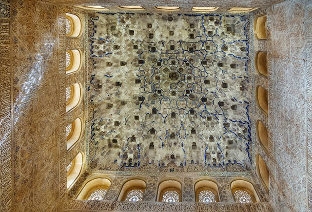 Ceiling in Alhambra palace, Granada, Spain - Photo, Image