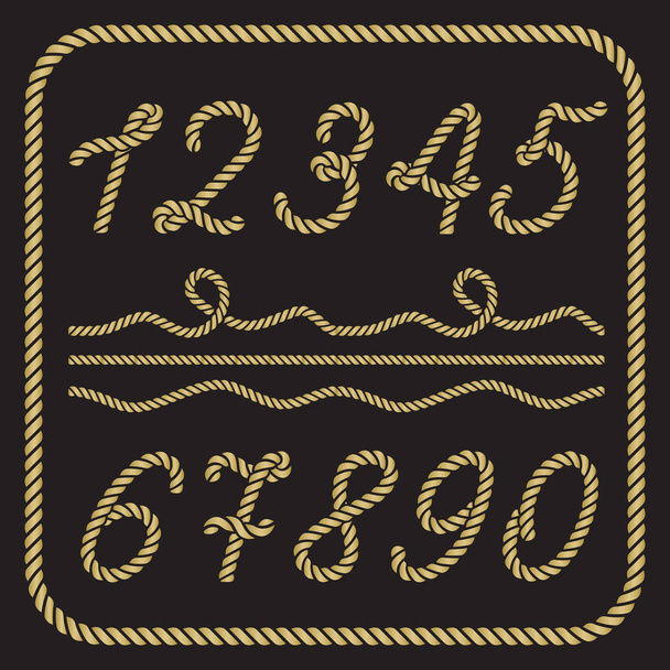 Números de ouro feitos de corda náutica
 - Vetor, Imagem