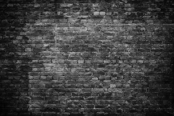 Black brick texture, dark background wall - Photo, Image