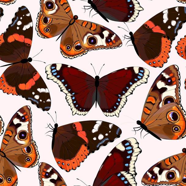 Varicolored butterflies seamless - Vector, Image