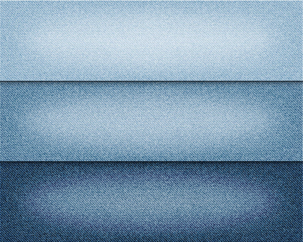 Vector varios fondos vaqueros de color azul, ilustración de tela de mezclilla realista, conjunto de pancartas horizontales con textura de mezclilla azul
. - Vector, Imagen