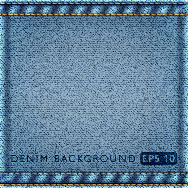 Vector jeans background with stitching, realistic denim cloth illustration, banner with denim texture. - Vector, Image