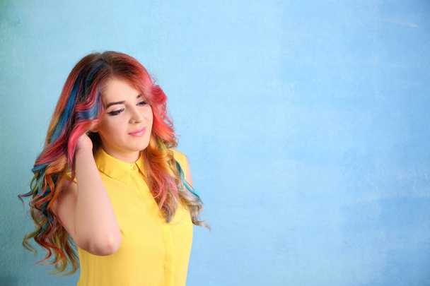 woman with colorful dyed hair - Foto, Imagen