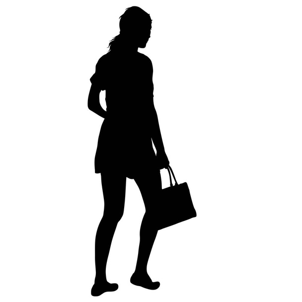 nero silhouette donna in piedi, persone su sfondo bianco
 - Vettoriali, immagini