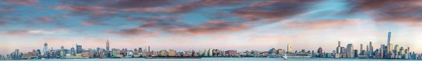 Panoramic sunset view of New York City skyline from Jersey City - Photo, Image