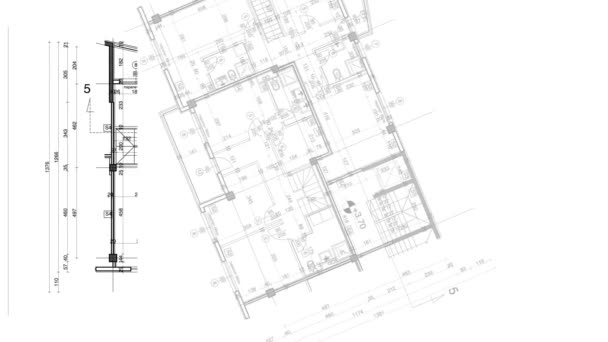 abstract achtergrond van het platform: plan van het huis van de blauwdruk met schets van stad - Video