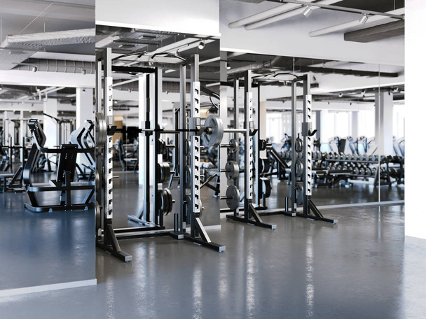 Squat Cages in gym. 3d rendering - Foto, Bild
