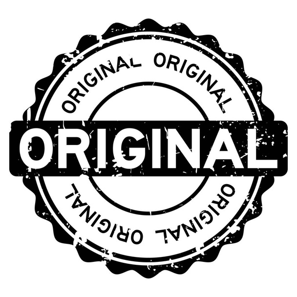 Гранж чорний оригінальний круглий гумовий штамп на білому фоні
 - Вектор, зображення