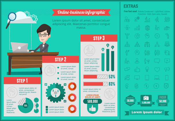 Infografik-Vorlage für Online-Unternehmen. - Vektor, Bild