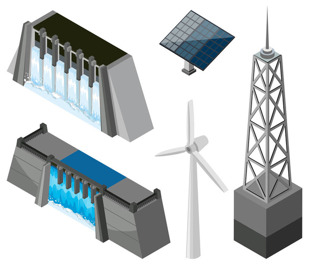 Různé technologie pro energetické zdroje - Vektor, obrázek