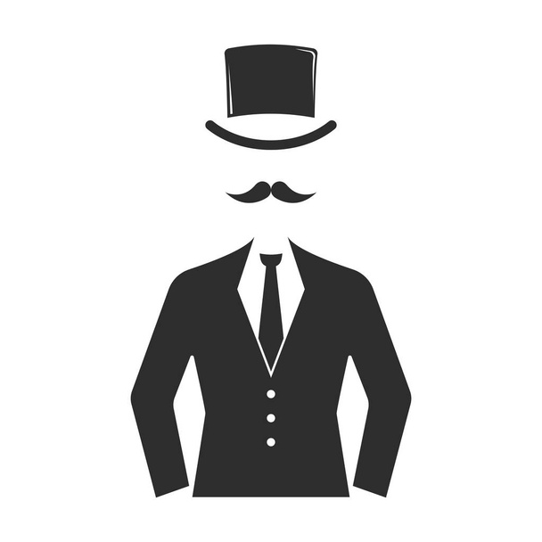 Vintage style design hipster gentleman vector illustration black silhouette design mustache element. - Vector, Image