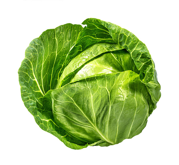 Green cabbage isolated on white  - Zdjęcie, obraz