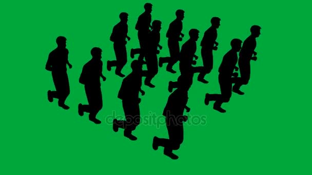 Silhouetten van mensen lopen - gescheiden op groen scherm - Video