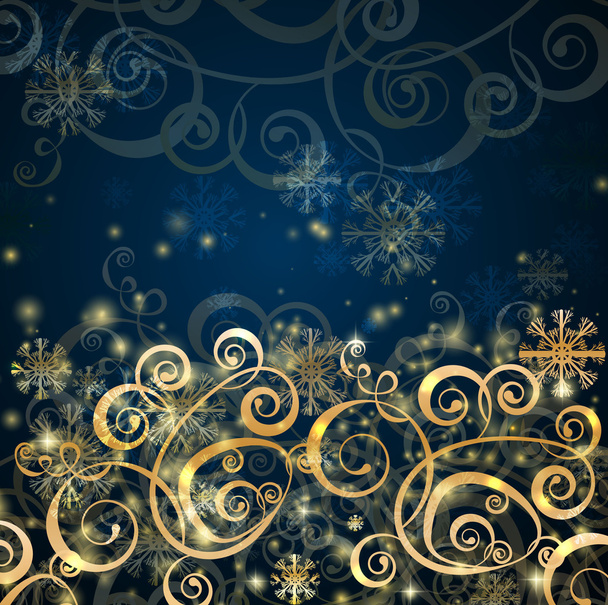 Elegant christmas dark blue with gold background - Vektor, obrázek