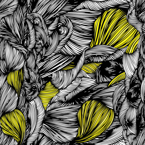 Vektor bezešvé vlna doodle ručně nakreslený vzor. Černá a bílá  - Vektor, obrázek
