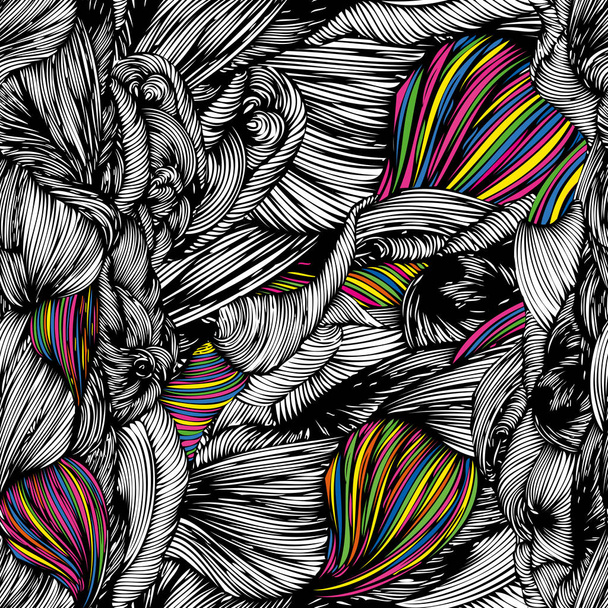 Vektor bezešvé vlna doodle ručně nakreslený vzor. Černá a bílá  - Vektor, obrázek