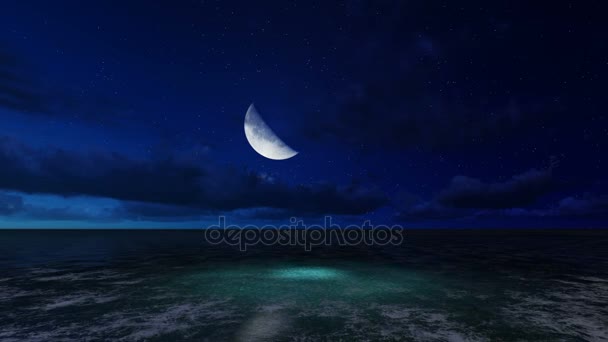  月明かりに照らされた夜の海でのシーン  - 映像、動画