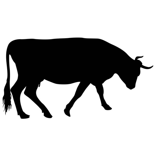 Black silhouette of cash cow on white background - Vector, Image