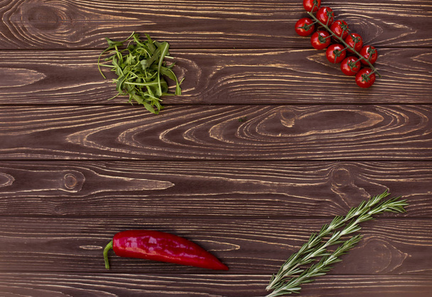 Design background vegetables on a wooden background - Photo, Image
