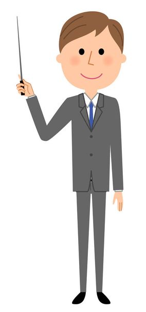 Young businessman,Pointing stick - Vetor, Imagem