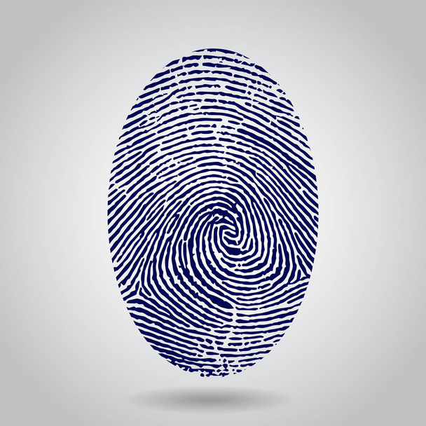 Vector blue isolated fingerprint on grey background - Vector, Image