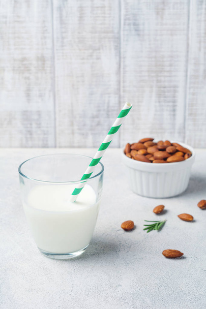 Homemade almond milk in a glass - Foto, Imagem