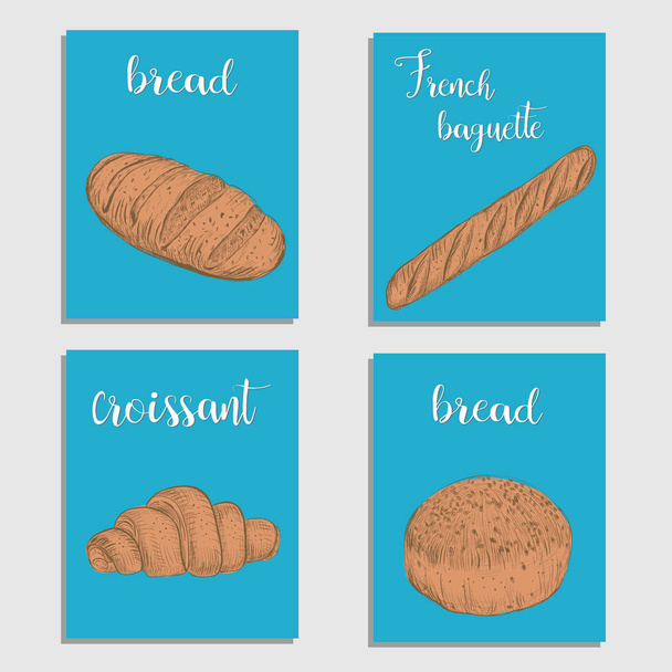 Pieczenia chleba. Produktów mącznych. Zestaw karta wektor - Wektor, obraz