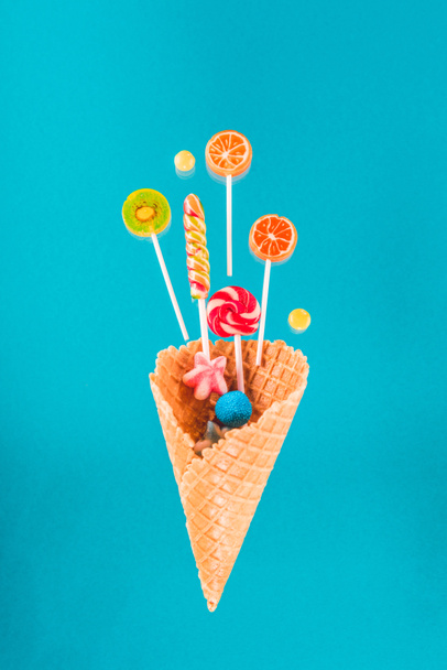 Waffle cone and candies  - Photo, Image
