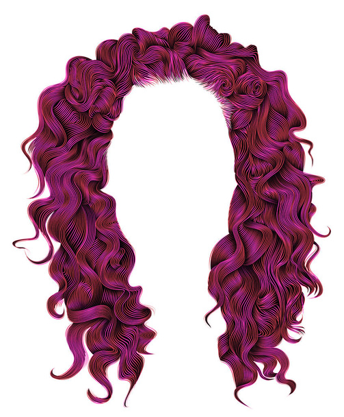 hosszú göndör hajszálakat világos rózsaszín színben. szépség divat-stílus. paróka . - Vektor, kép