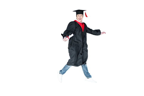 estudiante en gorra de graduación con diploma
 - Foto, imagen