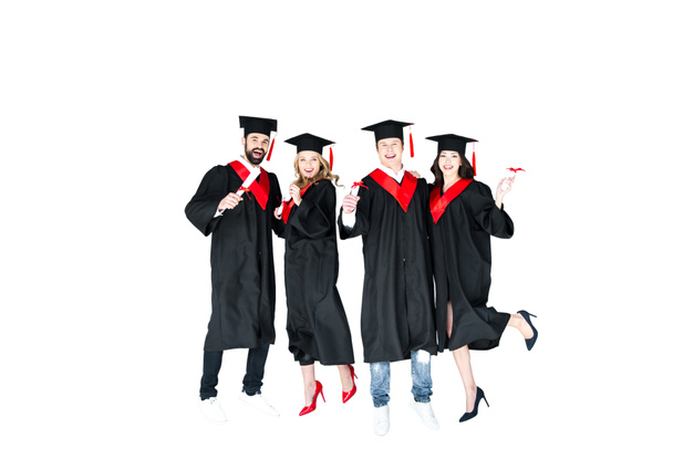 卒業証書と卒業キャップの学生 - 写真・画像