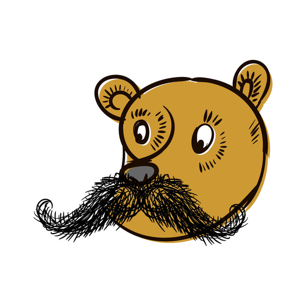 Bear with mustache. Head of wild beast on white background - Vector, Image