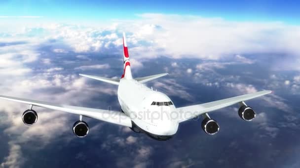 Avião de passageiros voando acima das nuvens
 - Filmagem, Vídeo
