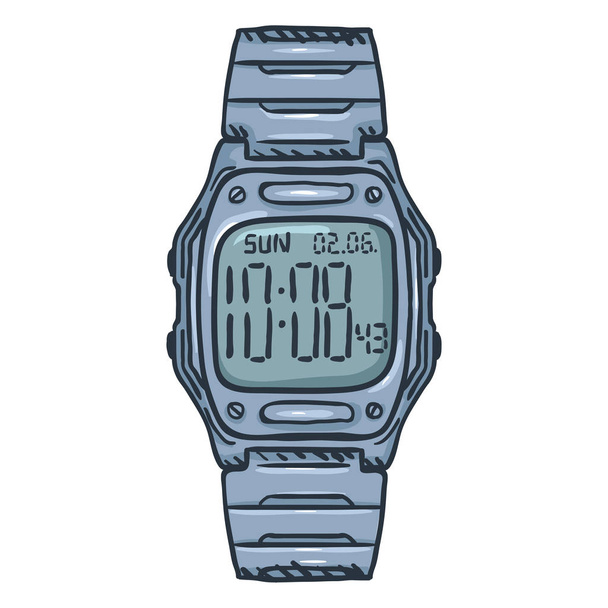 cartoon classic digital wristwatch - Vector, Image