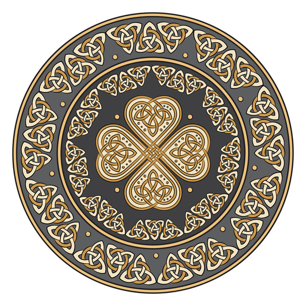 keltisches Schild, verziert mit einem antiken europäischen Muster - Vektor, Bild