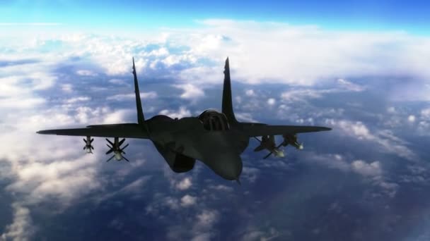 Stealth tryskové letadlo letící nad mraky - Záběry, video