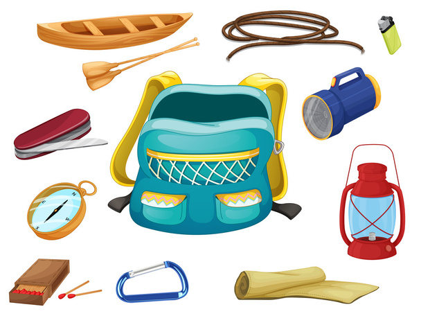various camping objects - Вектор,изображение