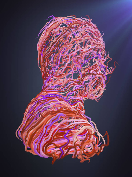 Abstract portrait. Interlacing pink curves. 3D rendering - Fotó, kép