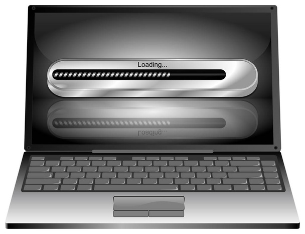 Computer portatile con barra di caricamento - Illustrazione 3D
 - Foto, immagini