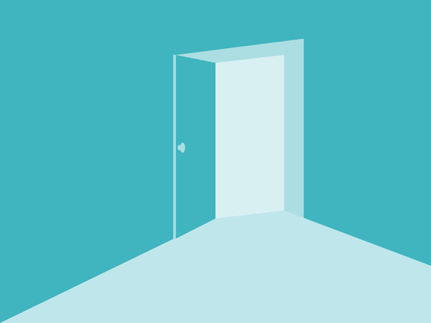 Light from the open door in mint blue colors. Vector illustration - Vector, Image