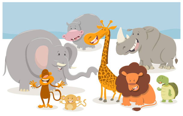 Safari állati rajzfilmfigurák - Vektor, kép