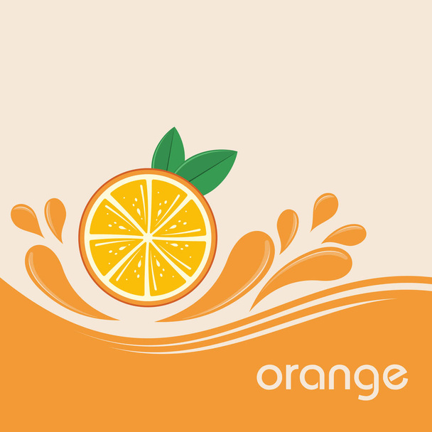 Orange fruits and splashing juice - Vector, Image