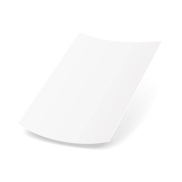 Blank Paper Leaflet, Flyer, Broadsheet, Flier, Follicle, Leaf With Shadows. On White Background Isolated. Mock Up Template Ready For Your Design. Vector EPS10 - Wektor, obraz