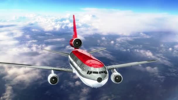 Matkustajalentokone lentää pilvien yläpuolella
 - Materiaali, video