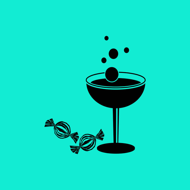 édes édességek és italok ikon - Vektor, kép