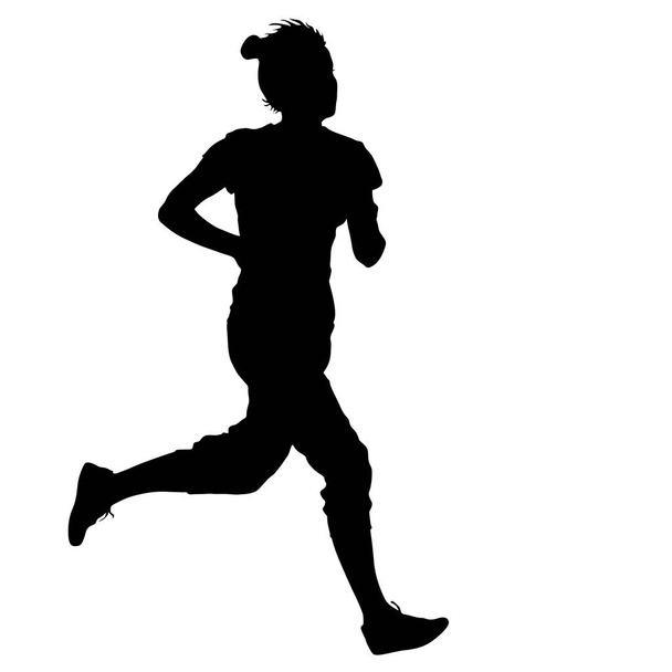 Negro siluetas corredores sprint mujeres sobre fondo blanco - Vector, imagen