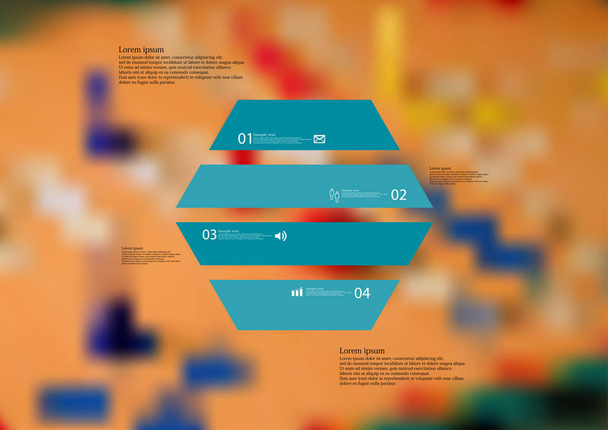 Εικονογράφηση infographic πρότυπο με οριζόντια χωρίζεται σε τέσσερα μέρη πράσινο εξάγωνο - Διάνυσμα, εικόνα